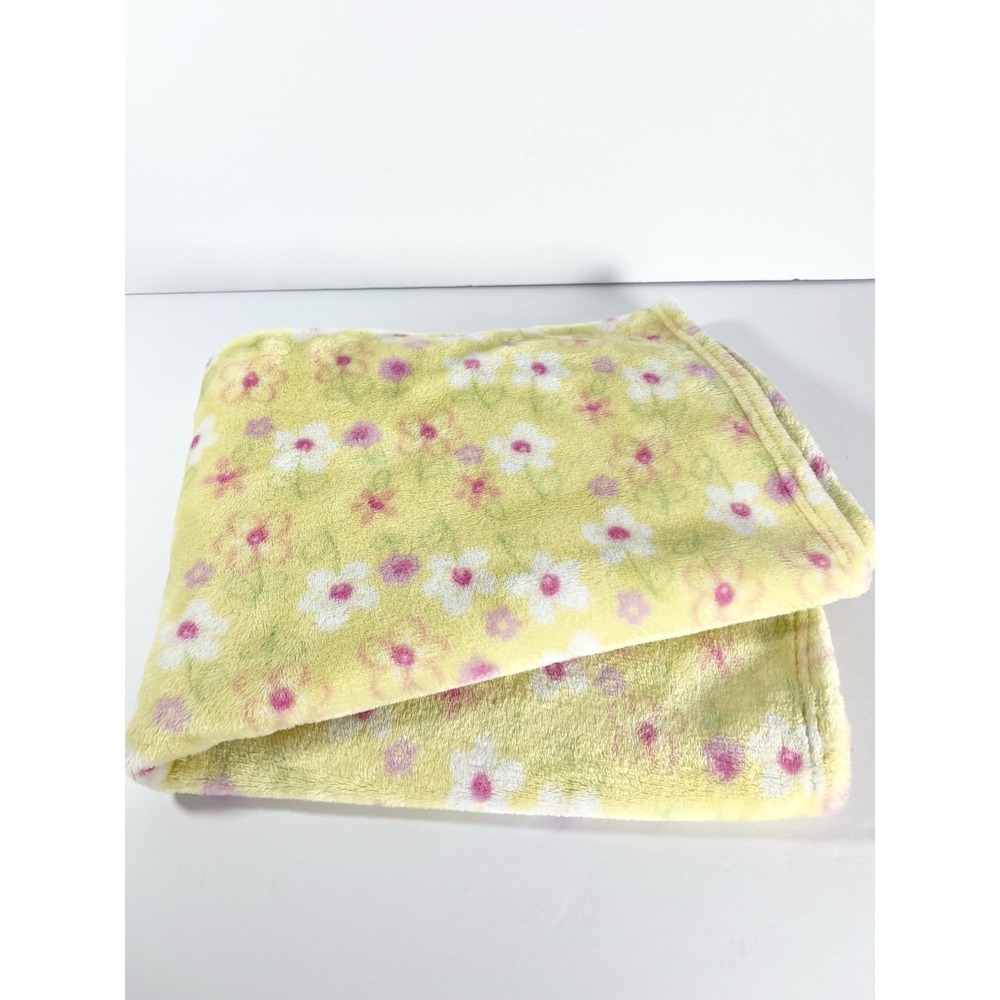 Duck Duck Goose‎ Floral Baby Blanket Yellow Pink Flowers Plush Fleece Lovey